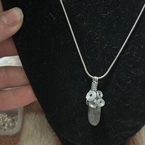 Moonstone hand wrapped necklace on silver chain!